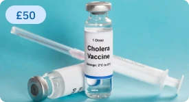 Cholera vaccine vial and syringe, £50